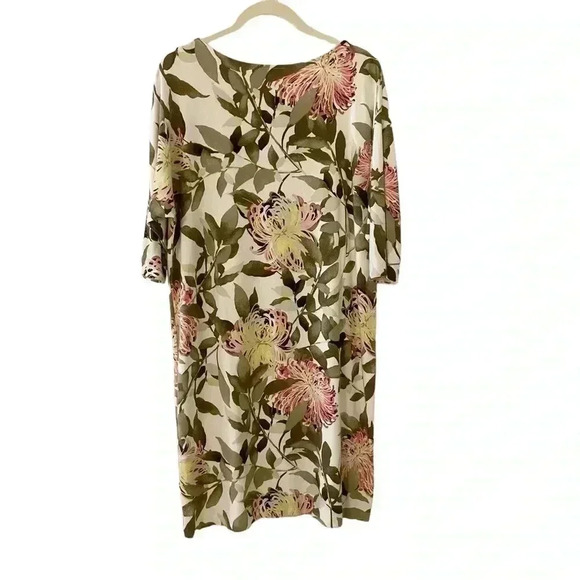 J. Jill White Green Pink Floral Dress Medium Petite Wearever Collection Stretch - Picture 2 of 10